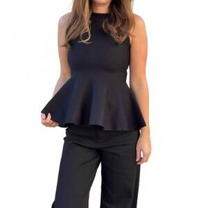 NEW FORE dani peplum knit top in black